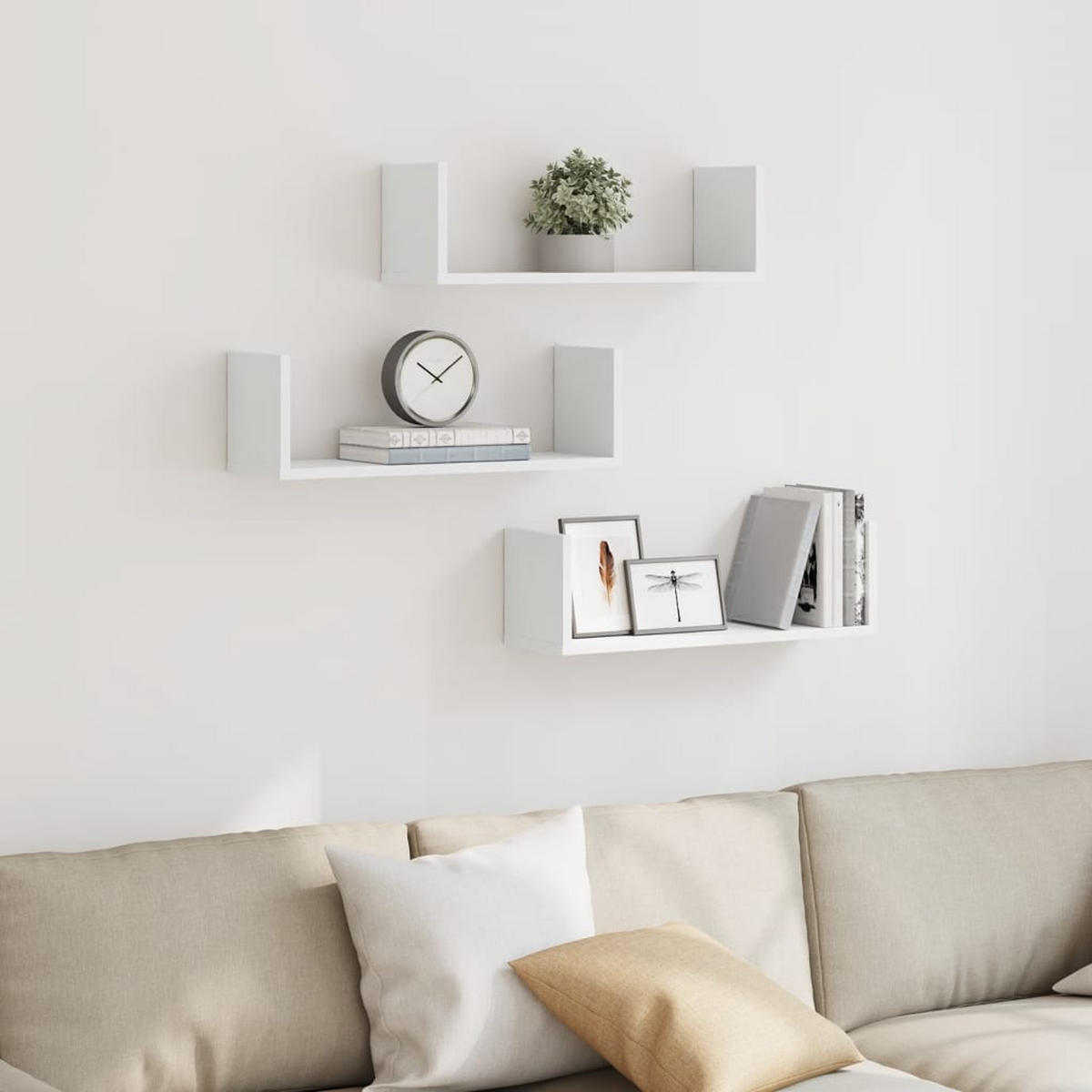 WANDREGALESET 3-tlg. 58/18/18 cm aus Holzwerkstoff Weiß Max. Belastbarkeit 5 KG - Weiß, Holz (58/18/18cm) - vidaXL