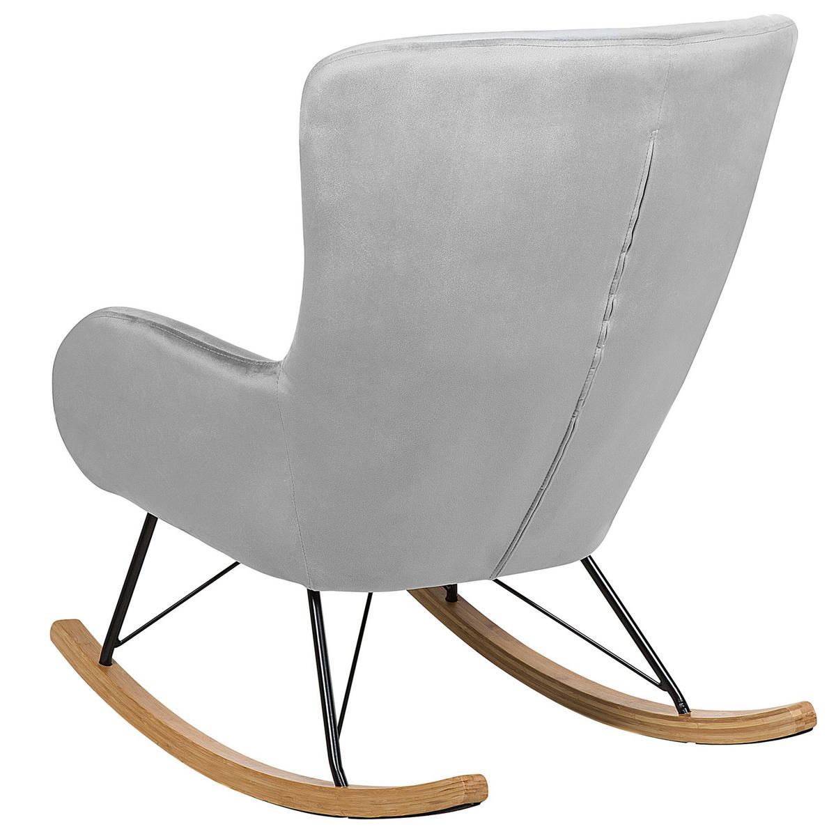 SCHAUKELSESSEL Samtstoff Hellgrau Ellan - Hellbraun/Hellgrau, Textil (71/97/90cm) - Beliani
