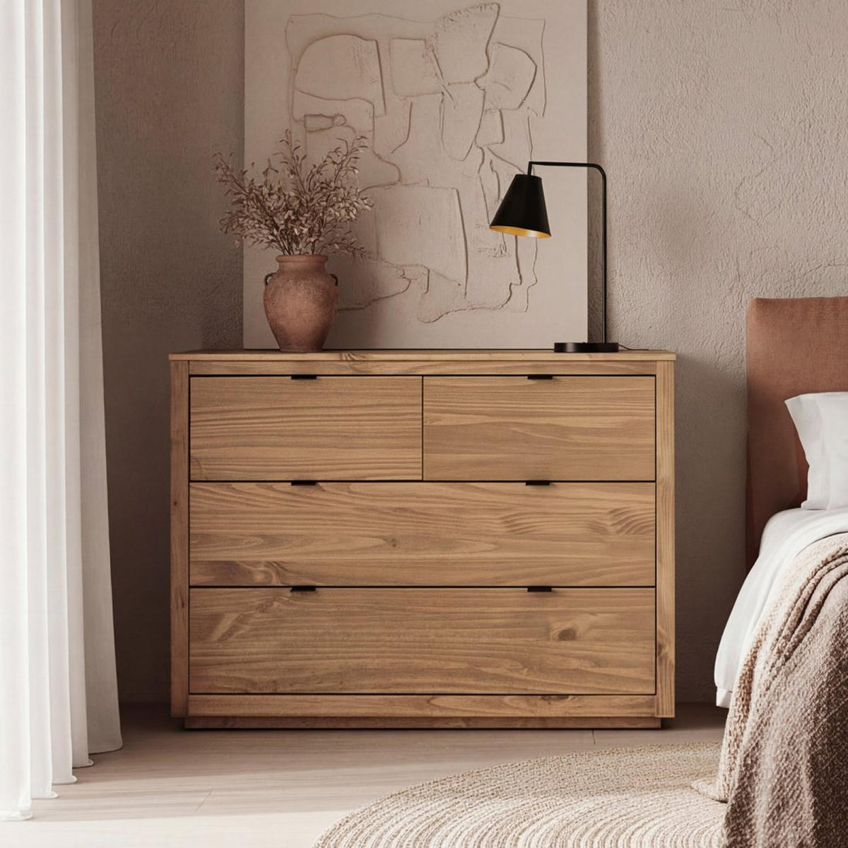 KOMMODE MIT SCHUBLADEN Sven Natürlich 110 cm x 80 cm - Naturfarben, Holz (110/80/39cm) - Klast Home