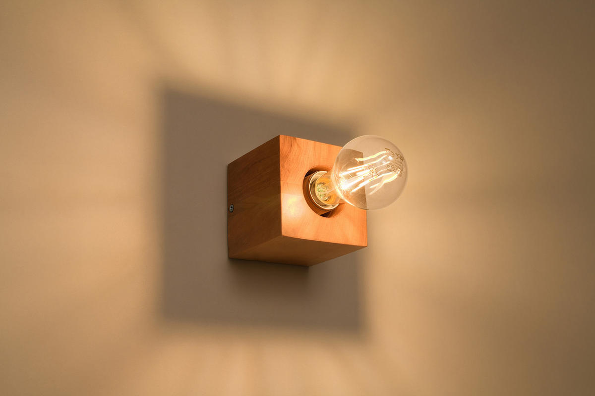 WANDLEUCHTE ARIZ Holzoptik Braun - Braun, Holz (10/10/10cm) - Sollux Lighting