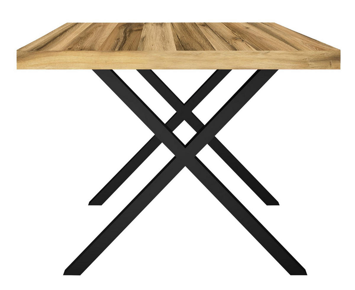 ESSTISCH Elgin 4 175x80x100 Metall+Holzwerkstoff Schwarz/Plankeneiche - Alteiche/Schwarz, Holzwerkstoff (175/100/80cm) - 58aufmkessel