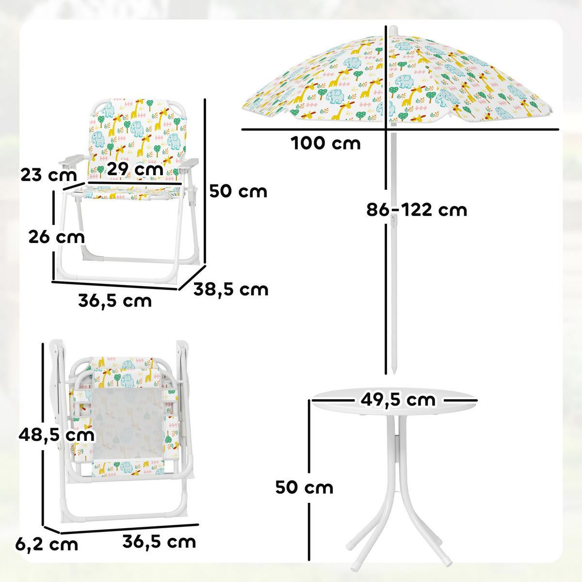 GARTEN-KINDERSITZGRUPPE, Weiß, Stahl, Polyester - Weiß, Metall - AIYAPLAY