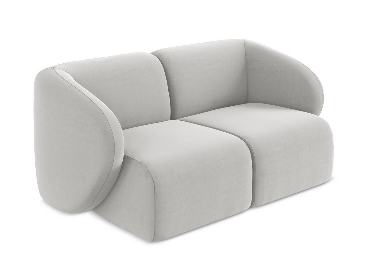 2-SITZER-SOFA Samt Stoff Grau - Silberfarben/Schwarz, Holzwerkstoff/Kunststoff (174/75/94cm) - Makamii
