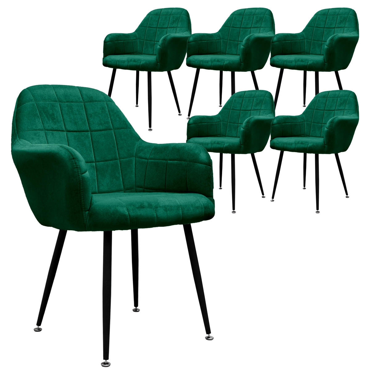 ML-DESIGN JÍDELNÍ ŽIDLE, sada 6 ks, tmavě zelený samet