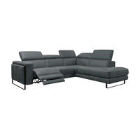 ECKSOFA Marchesi Echtleder mit 1 x Relaxfunktion Anthrazit - Anthrazit, Leder/Metall (257/80/220cm)
