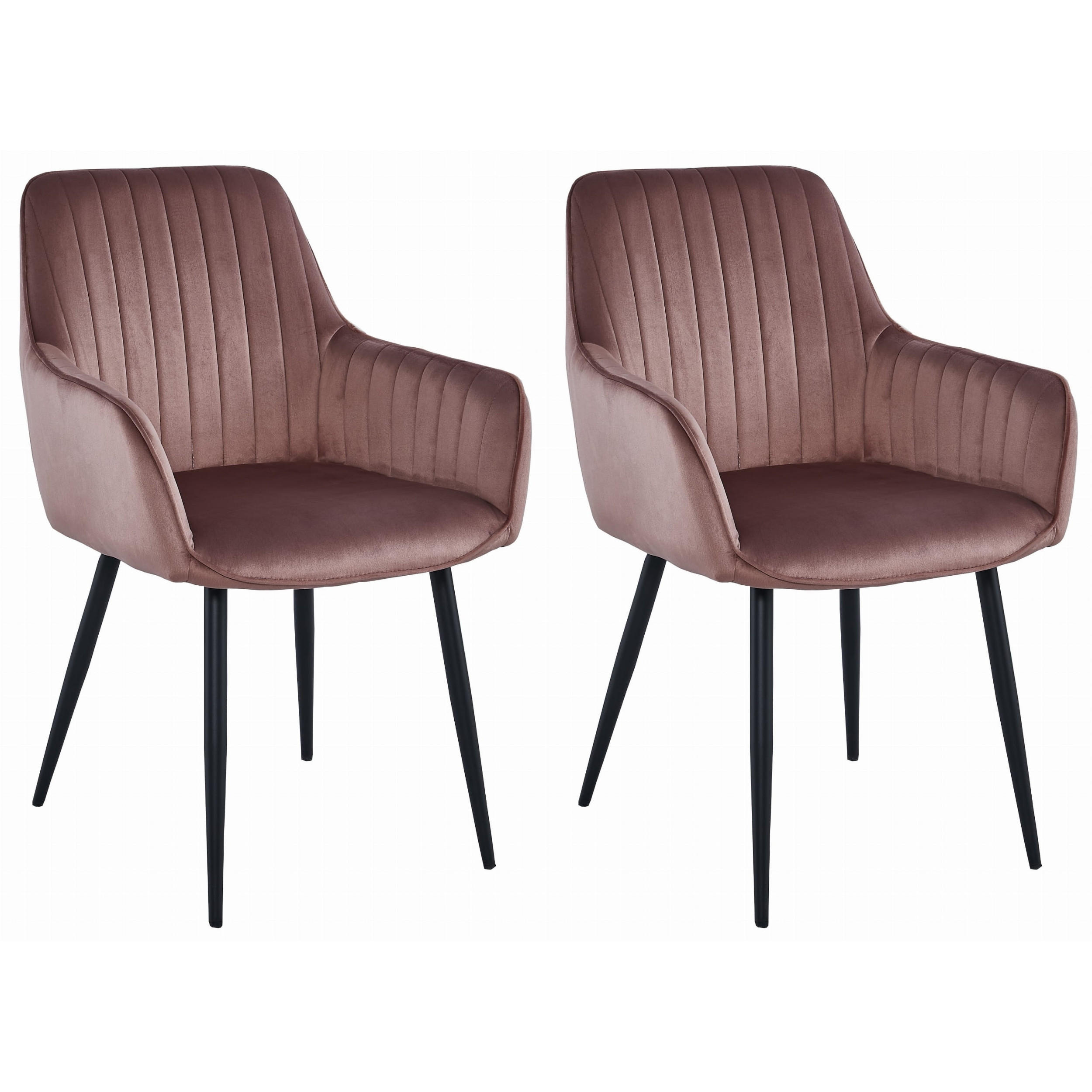 STUHL OSILO 2-er Set, Rosa, Schwarz, Schwarze metallische Beine - Rosa, Textil/Metall (55/84/46cm) - Komodee