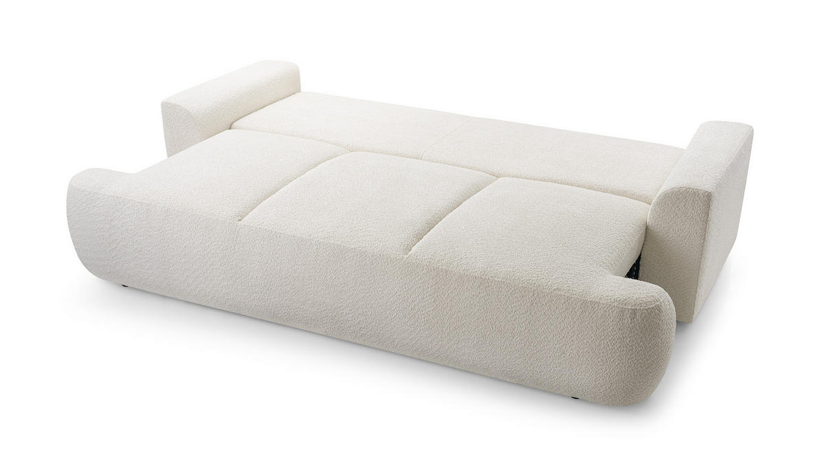 SOFA VELOS Schlaffunktion Bouclé - Hellgrau/Schwarz, Kunststoff/Textil (248/94/110cm) - Luxkor24