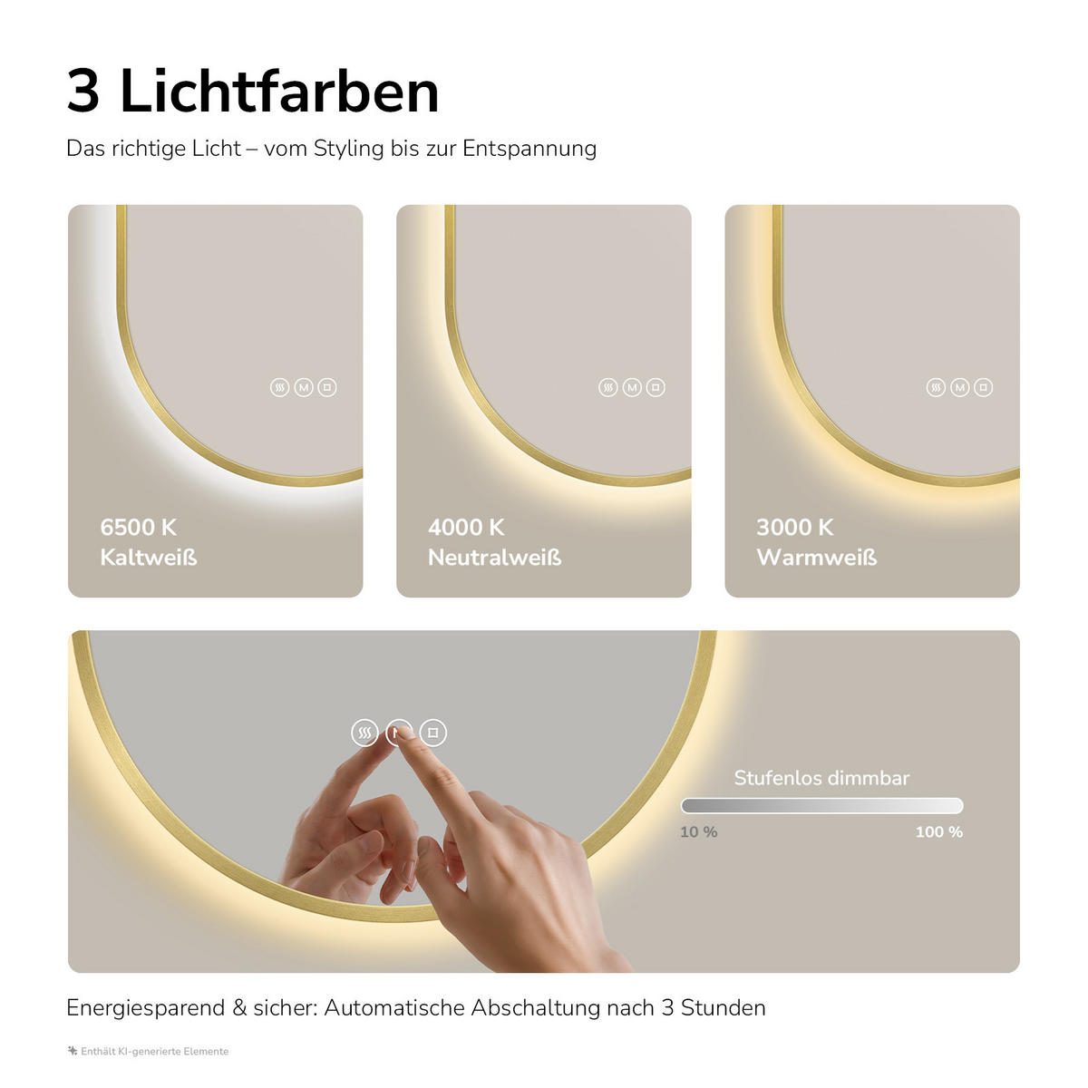 OGLINDA de baie cu LED-uri Auriu 45/75 cm - auriu, sticlă (45/75/3cm) - EMKE