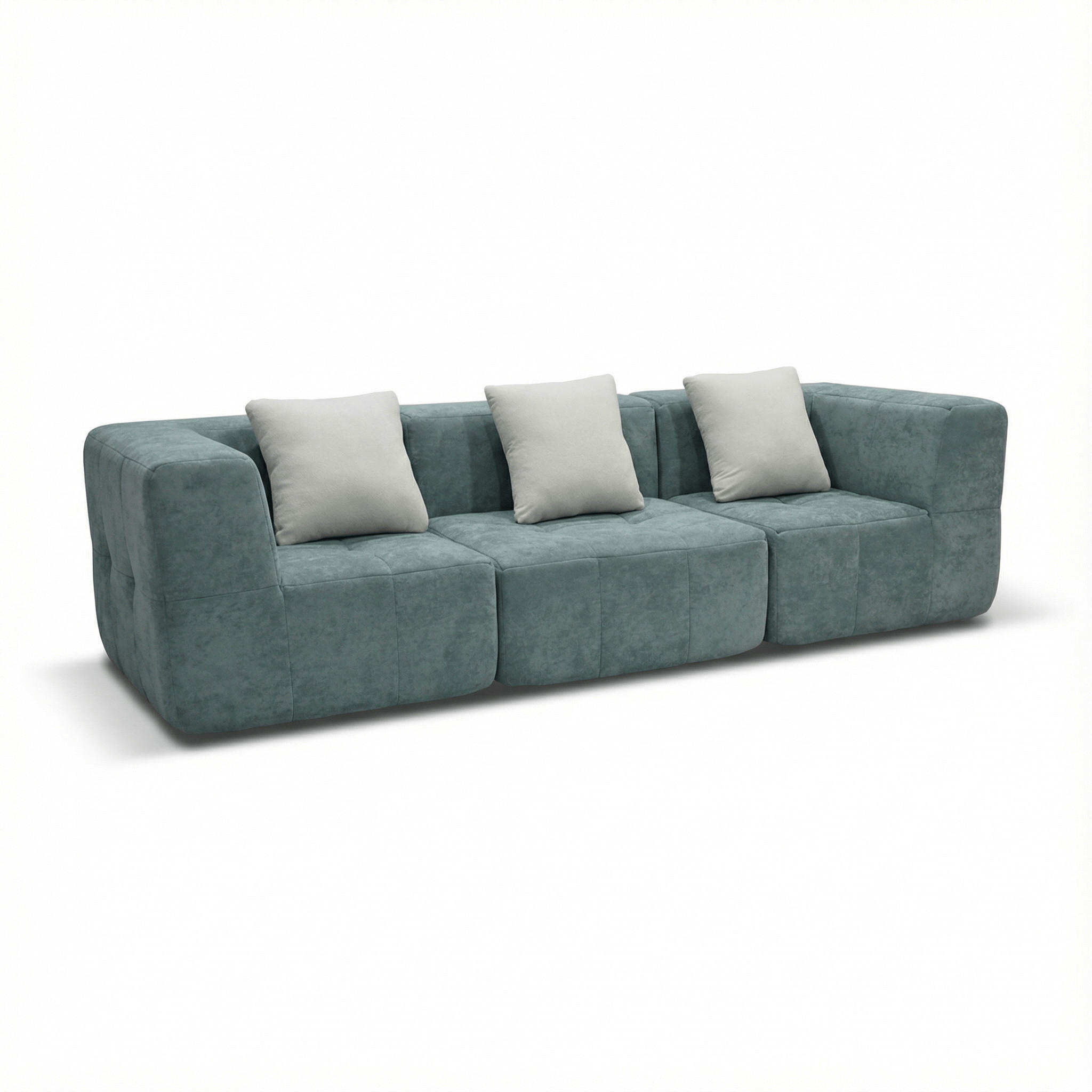 WOHNZIMMERSOFA Eden Simple 3-Sitzer - Salbei Weiß - Salbeigrün, Textil (92/71/92cm) - COCO Living