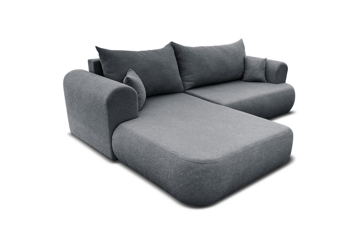 ECKSOFA BRAVO 280/180 in Bouclé Dunkelgrau links - Dunkelgrau, Holz/Holzwerkstoff (280/180cm) - Deine Möbel 24