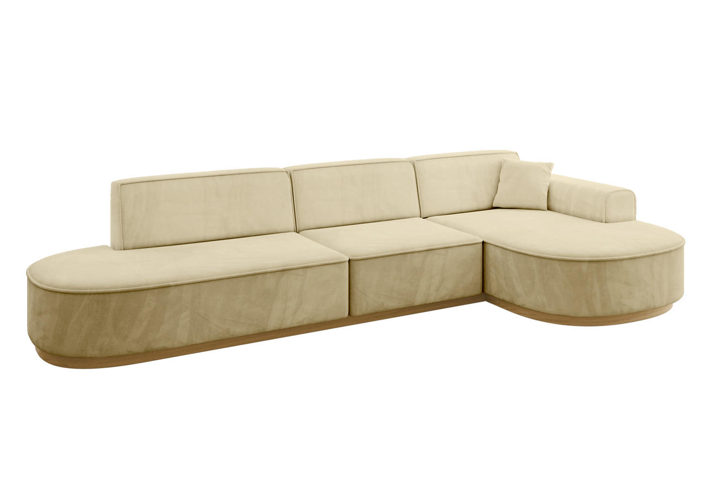 ECKSOFA Ottomane Rechts MARI-L2-v2 - 328x171x83 cm Beige Velours - Beige, Holzwerkstoff/Textil (171/328cm) - ALTDECOR