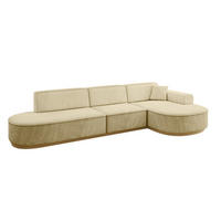 ECKSOFA Ottomane Rechts MARI-L2-v2 - 328x171x83 cm Beige Velours - Beige, Holzwerkstoff/Textil (171/328cm) - ALTDECOR