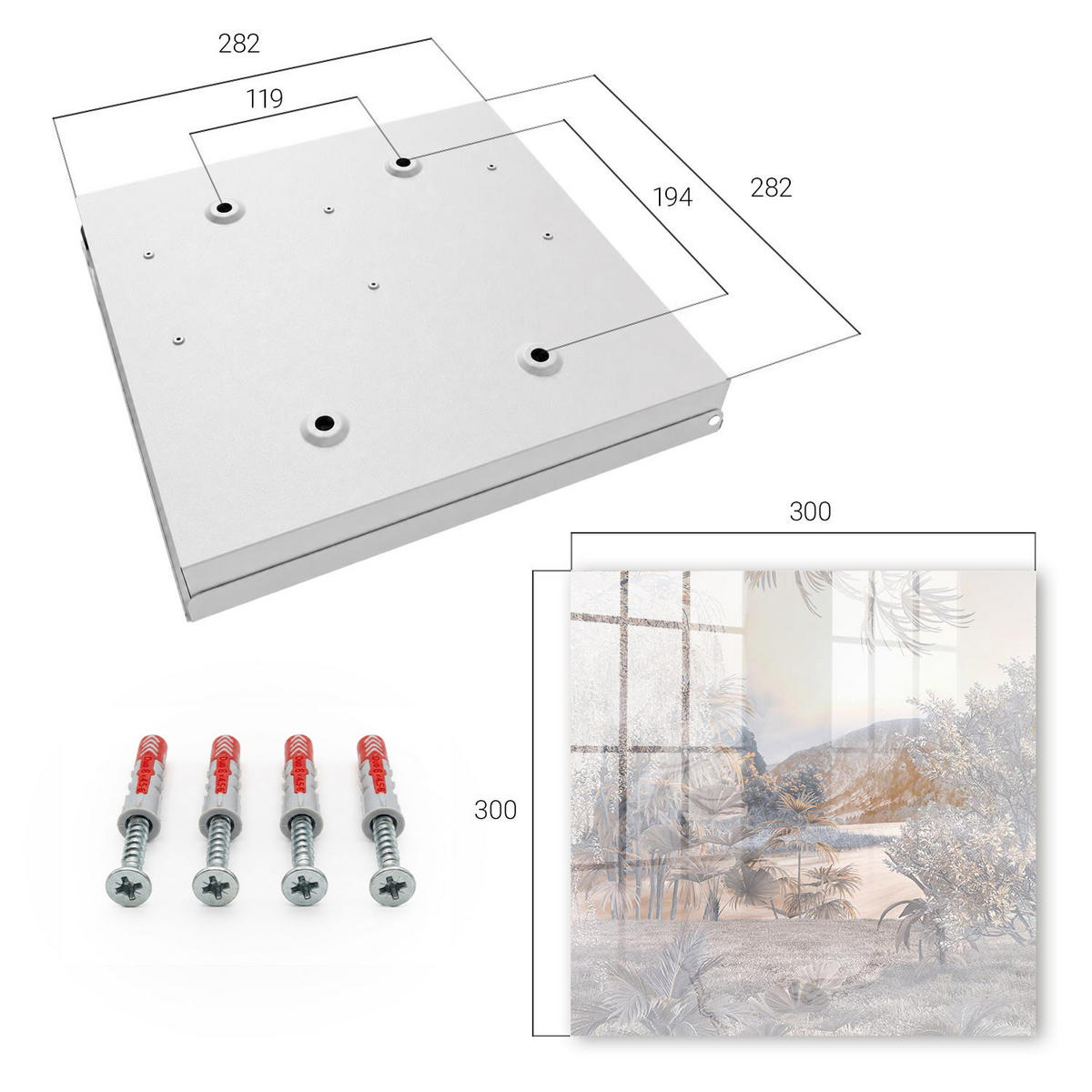 SCHLÜSSELBOX Weiß 30x30 cm – Türöffnung nach rechts - Bergfrieden - Beige, Metall (30/30/5cm) - TULUP