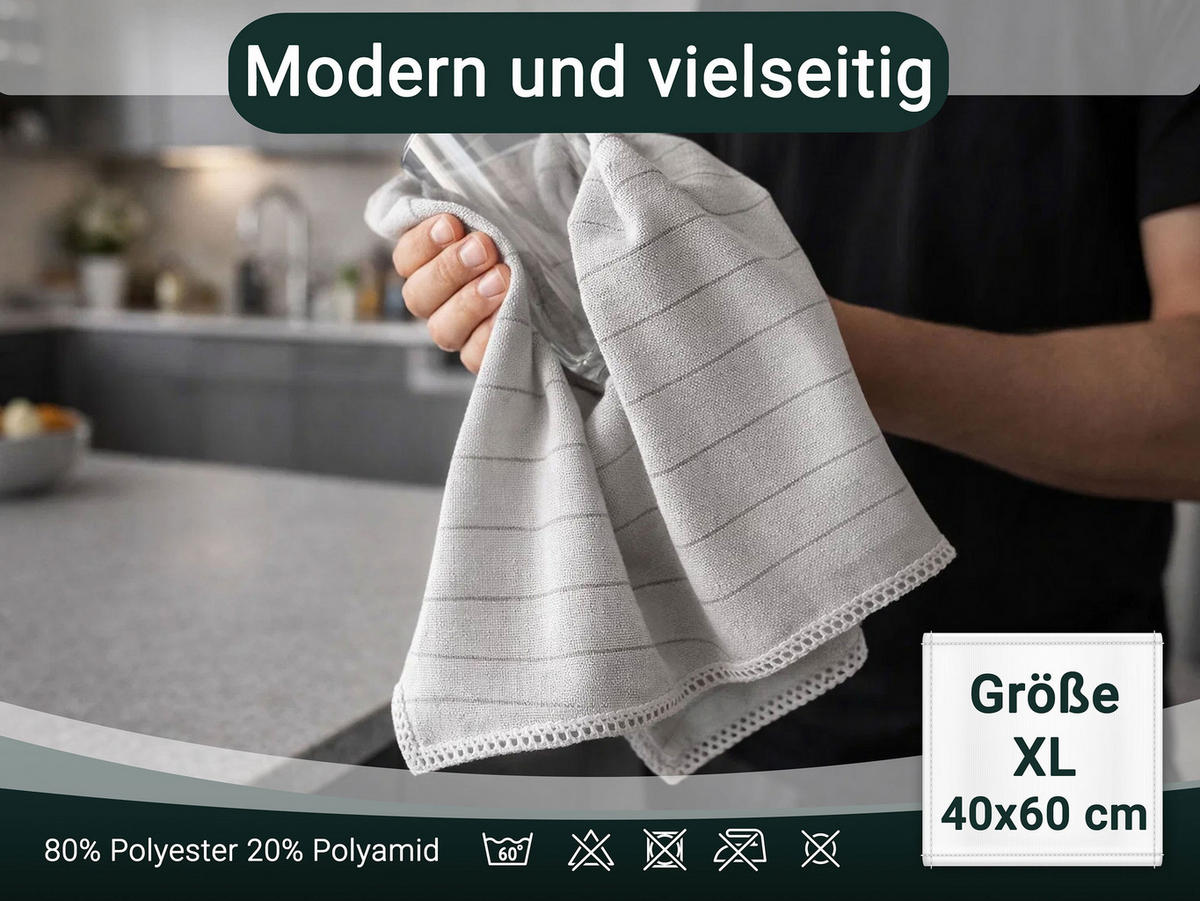 REINIGUNGSTÜCHER, 5er-Set, 40x60 cm, 80% Polyester, 20% Polyamid, Grau - Silberfarben, Textil (40/60cm) - Zollner