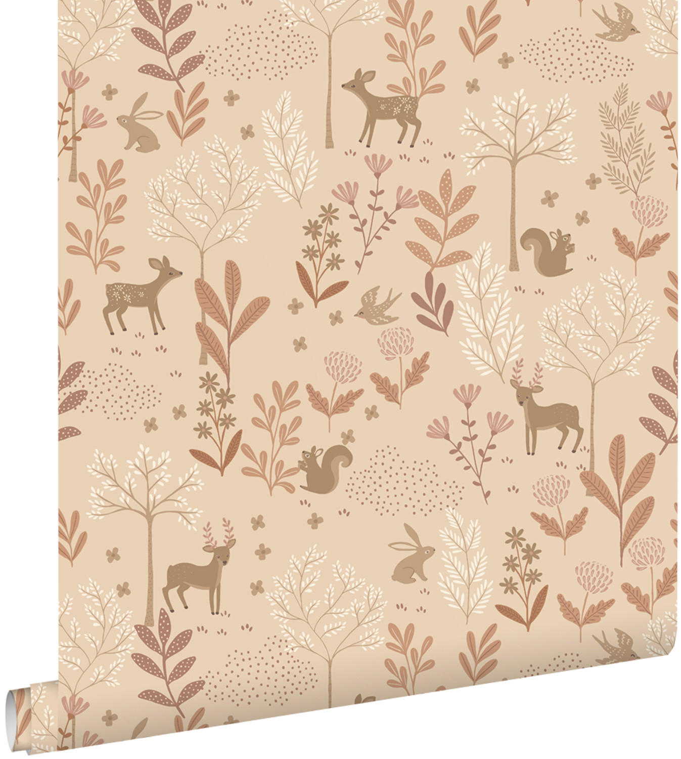 TAPETE Wald mit Waldtieren 53 cm x 10.05 m - Terracotta, Papier (53/0.1cm) - ESTAhome