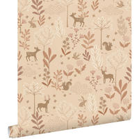 TAPETE Wald mit Waldtieren 53 cm x 10.05 m - Terracotta, Papier (53/0.1cm) - ESTAhome