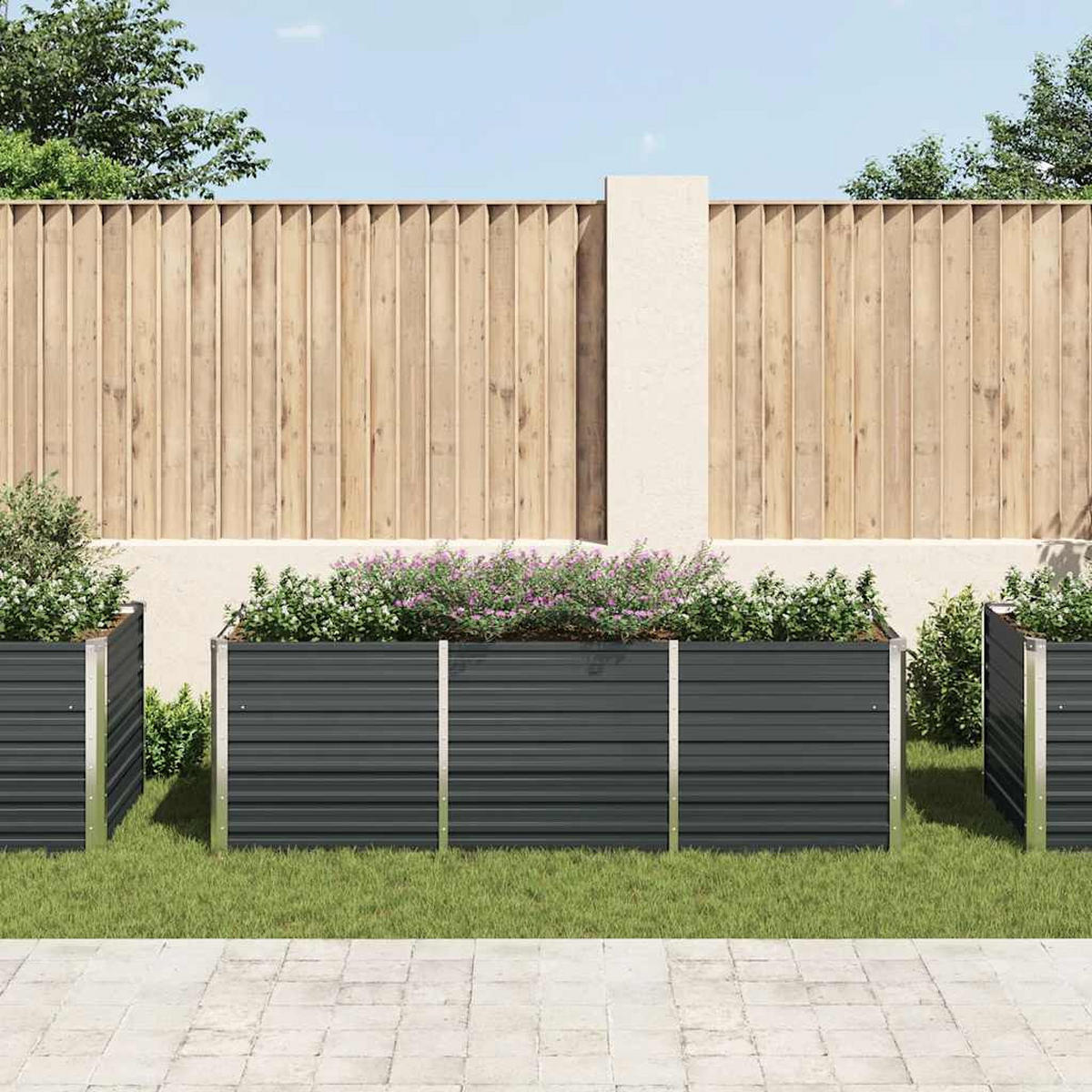 GARTEN-HOCHBEET Anthrazit 240/80/77 Cm Verzinkter Stahl - Anthrazit, Metall (240/77/80cm) - vidaXL