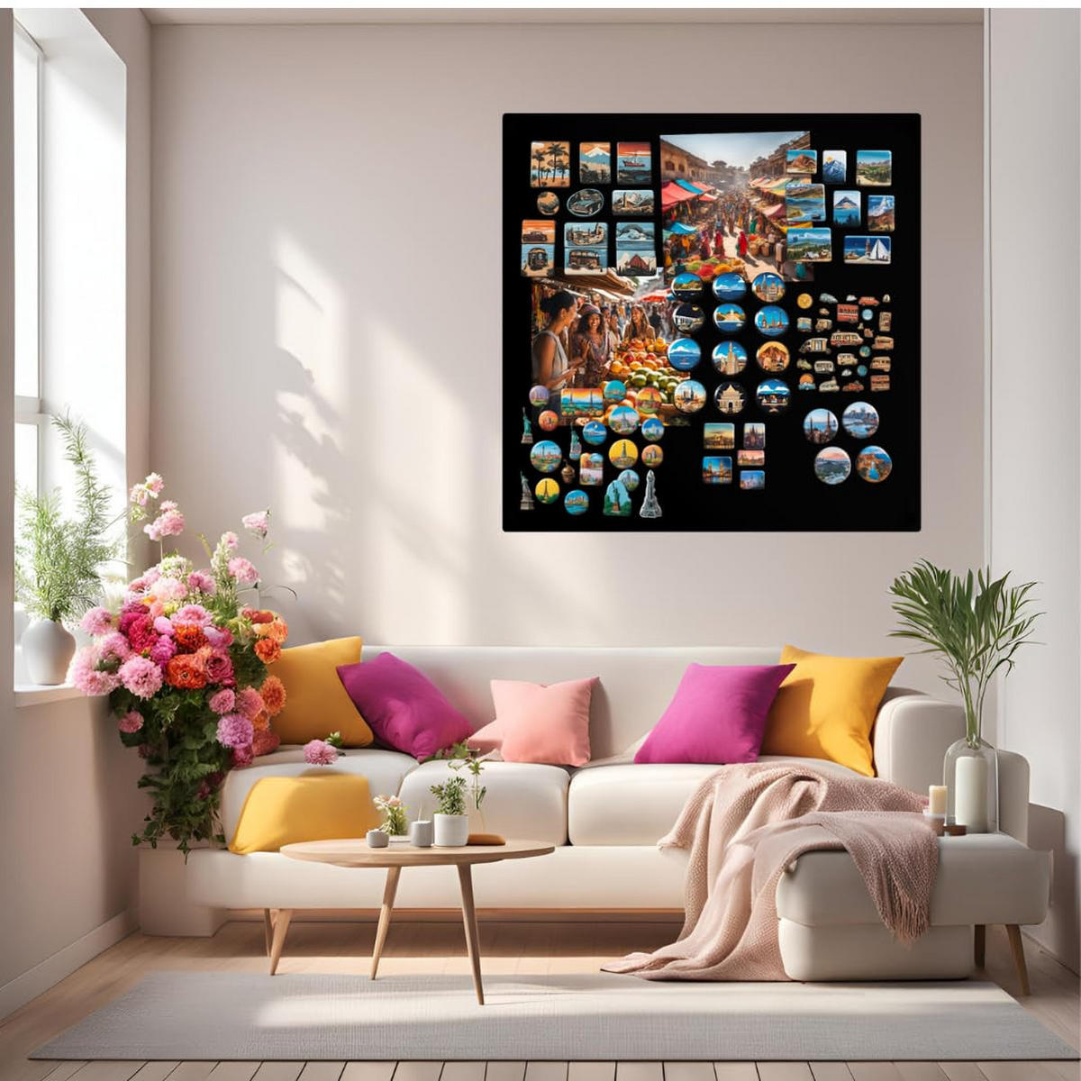 MAGNETTAFEL Klein & Groß Schwarz 80x80 cm - Magnetisches Stahlboard für Magnete, Fotos und Notizen, Beschreibbar - Schwarz, Metall (80/80/0.7cm) - ANWICAR