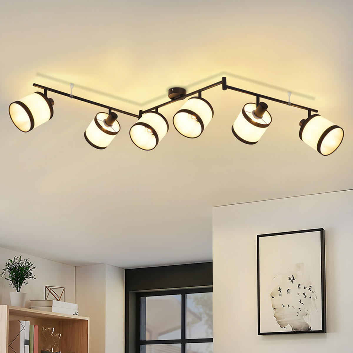 DECKENSTRAHLER Chase Ⅲ 6-flammig 150/12/19 cm - Schwarz, Metall (150/12/19cm) - Nettlife