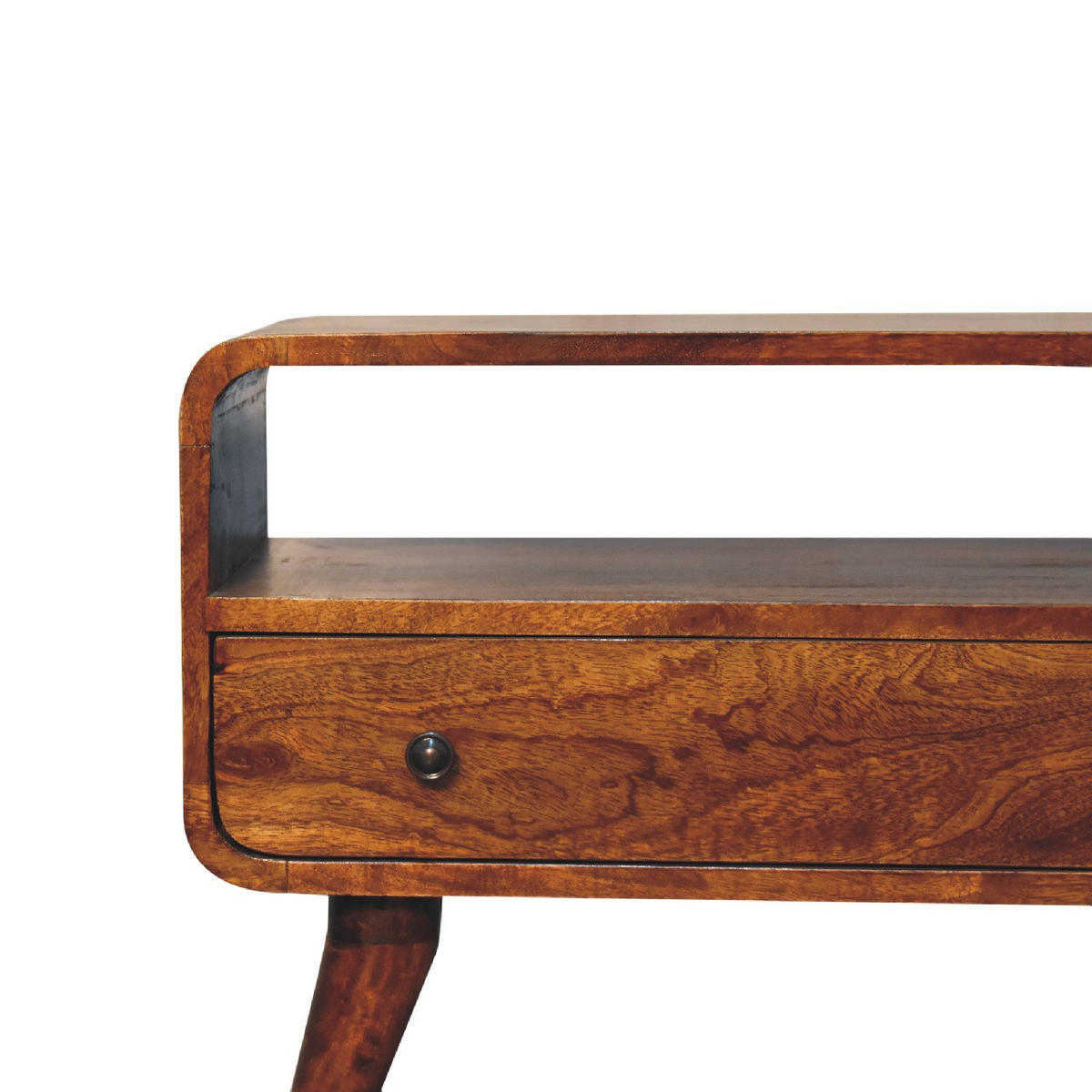 LOWBOARD Mini mit gebogener Form, Braun - Messingfarben/Braun, Mangoholz/Holz (30/45/60cm) - Artisan Furniture