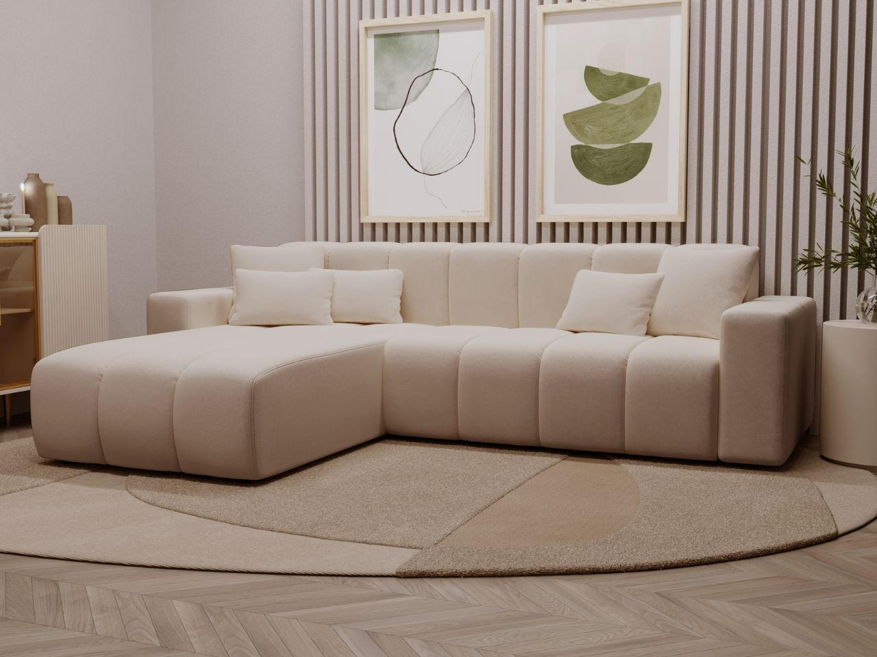ECKSOFA Nork Beige Links - Beige, Holz/Textil (180/265cm) - Graingold