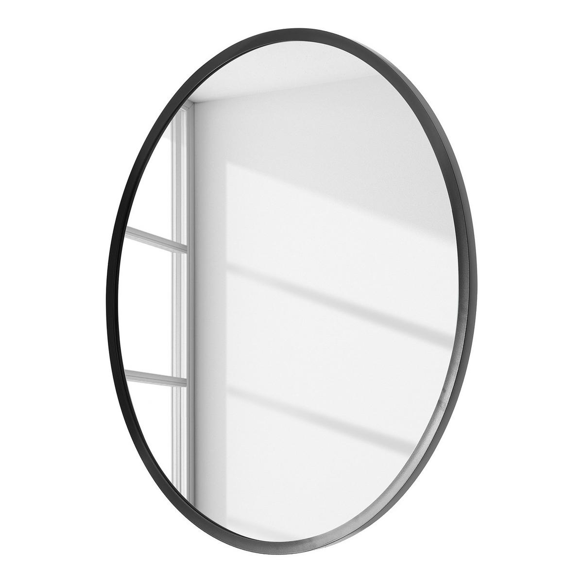 BADSPIEGEL - Rund - Schwarz - 60 cm - Schwarz, Glas/Kunststoff (60/60/5cm) - home24