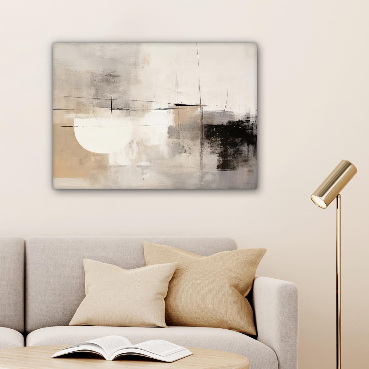 LEINWANDBILD Abstrakt - Kunst - Grau Wandbilder 80x60 cm - Hellgrau, Textil (80/60cm) - MuchoWow