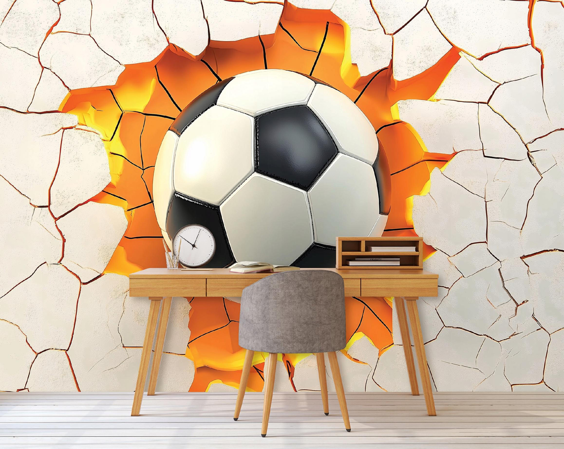 FOTOTAPETE Kinderzimmer Junge 3D Effekt Fußball Kindertapete 250x175 - Multicolor, Papier (250/175cm) - Wallarena