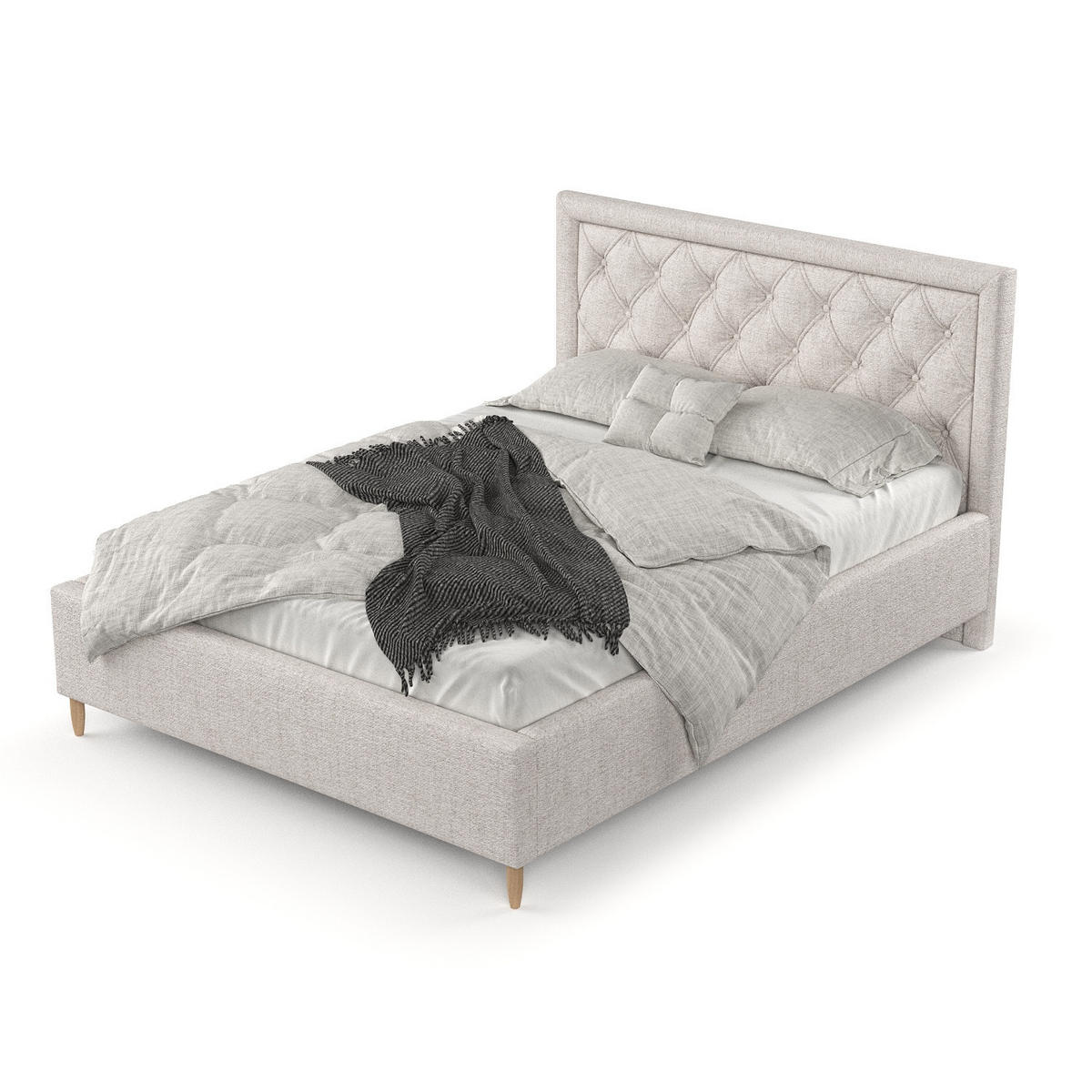 POLSTERBETT Lido 120/200 cm Hellbeige im Neve Stoff - Sandfarben/Naturfarben, Holz/Holzwerkstoff (120/200cm) - AltaBeds