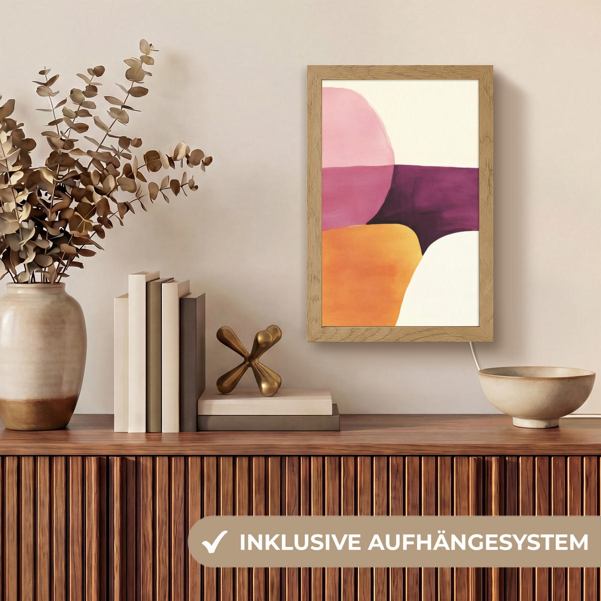 NÁSTĚNNÁ LAMPA Tvary - abstraktní - barevné 20x30 cm - růžová, kompozitní dřevo (20/30/8cm) - OnlyWow