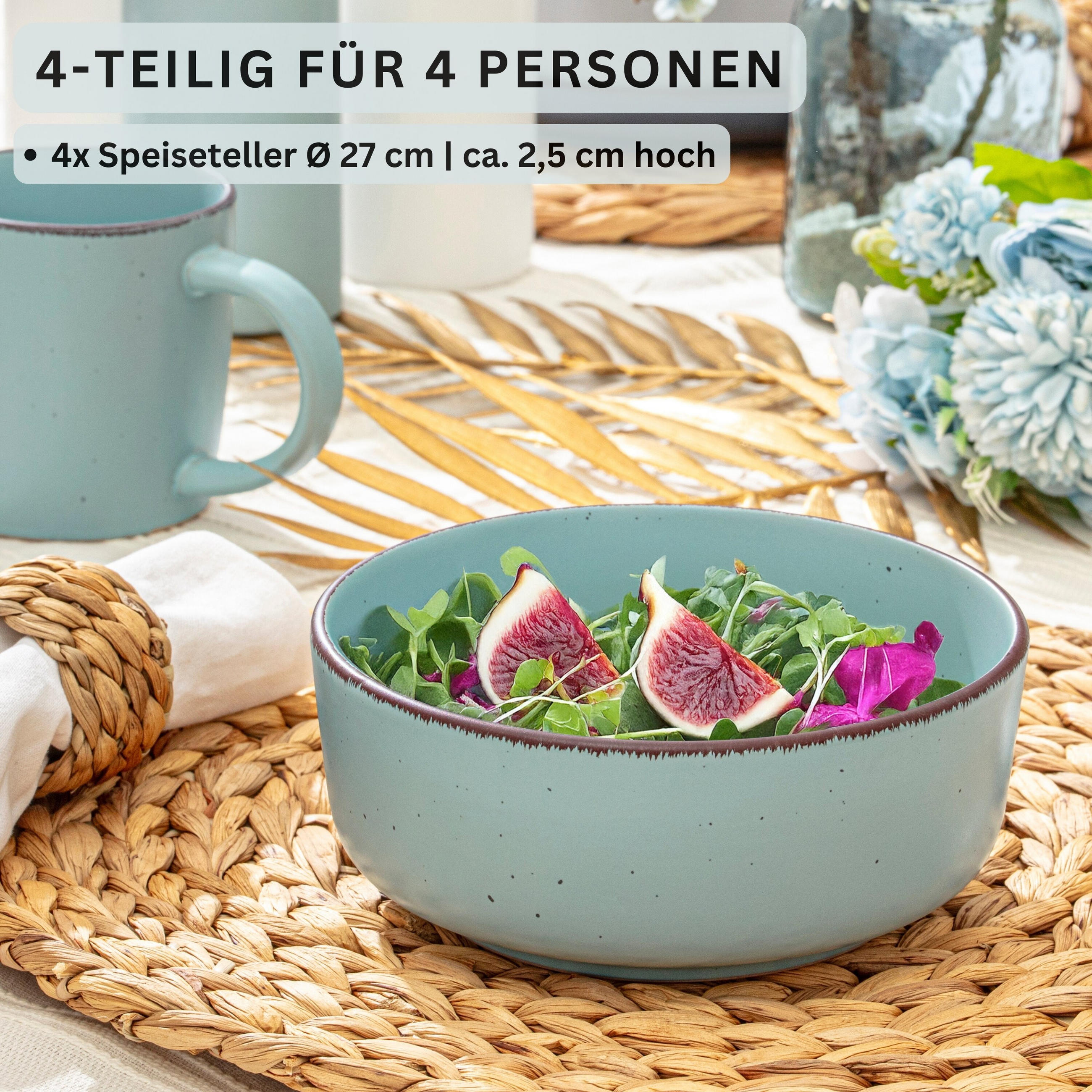 SCHALEN BOMBAY MEERESBODEN - 4 teilig aus Steingut - Blau/Braun, Stein (16.5/16.5/6.5cm) - Sänger