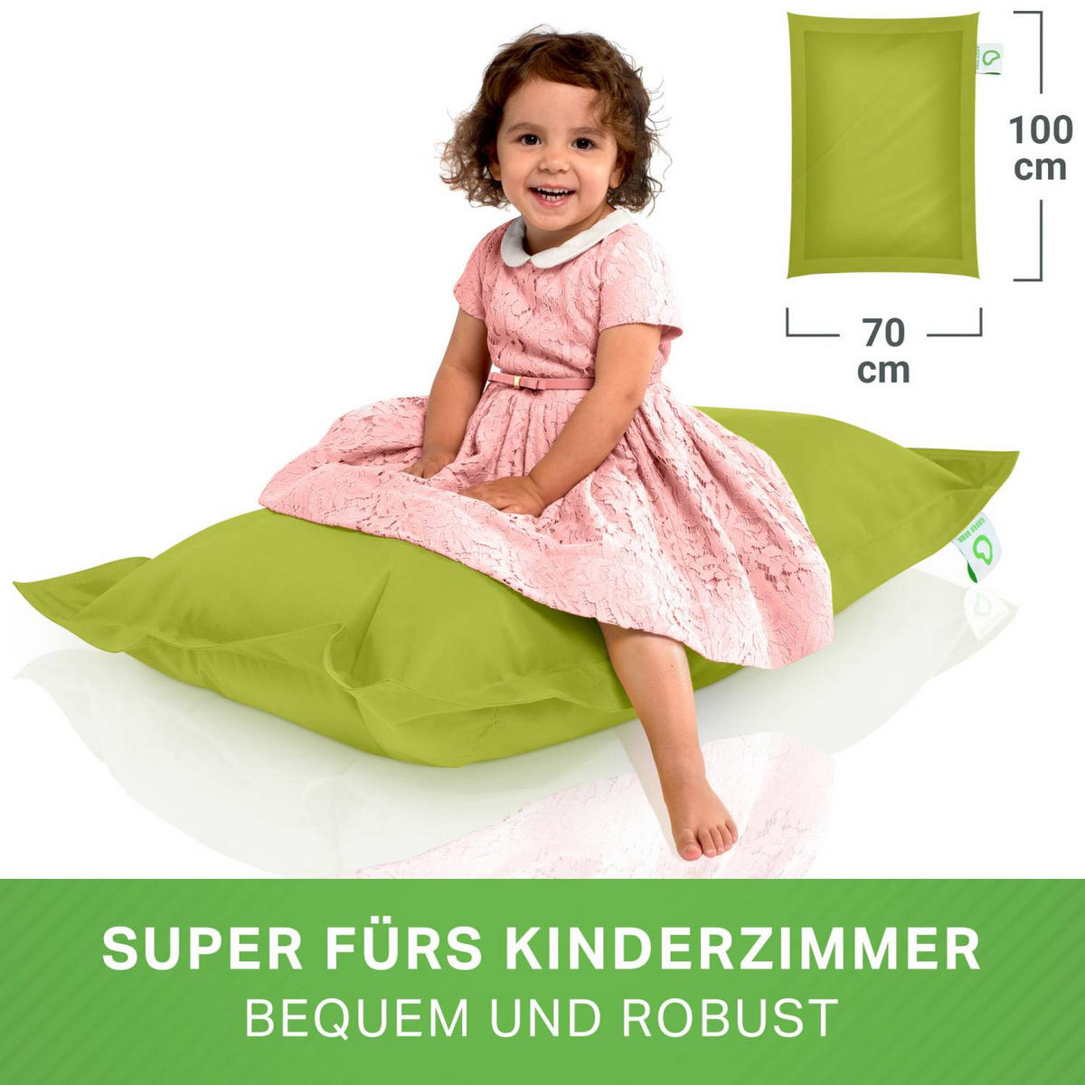 KINDER-SITZSACK 70x100cm - 70 Liter - Grün, Textil (70/10/100cm) - Green Bean