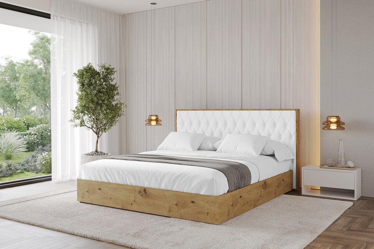 POLSTERBETT mit Bettkasten und Lattenrost, Bett mit Matratze H3/H4 - ENZO5 180x200 Weiß Kunstleder - Weiß Hochglanz, Holzwerkstoff/Textil (180/200cm) - ALTDECOR
