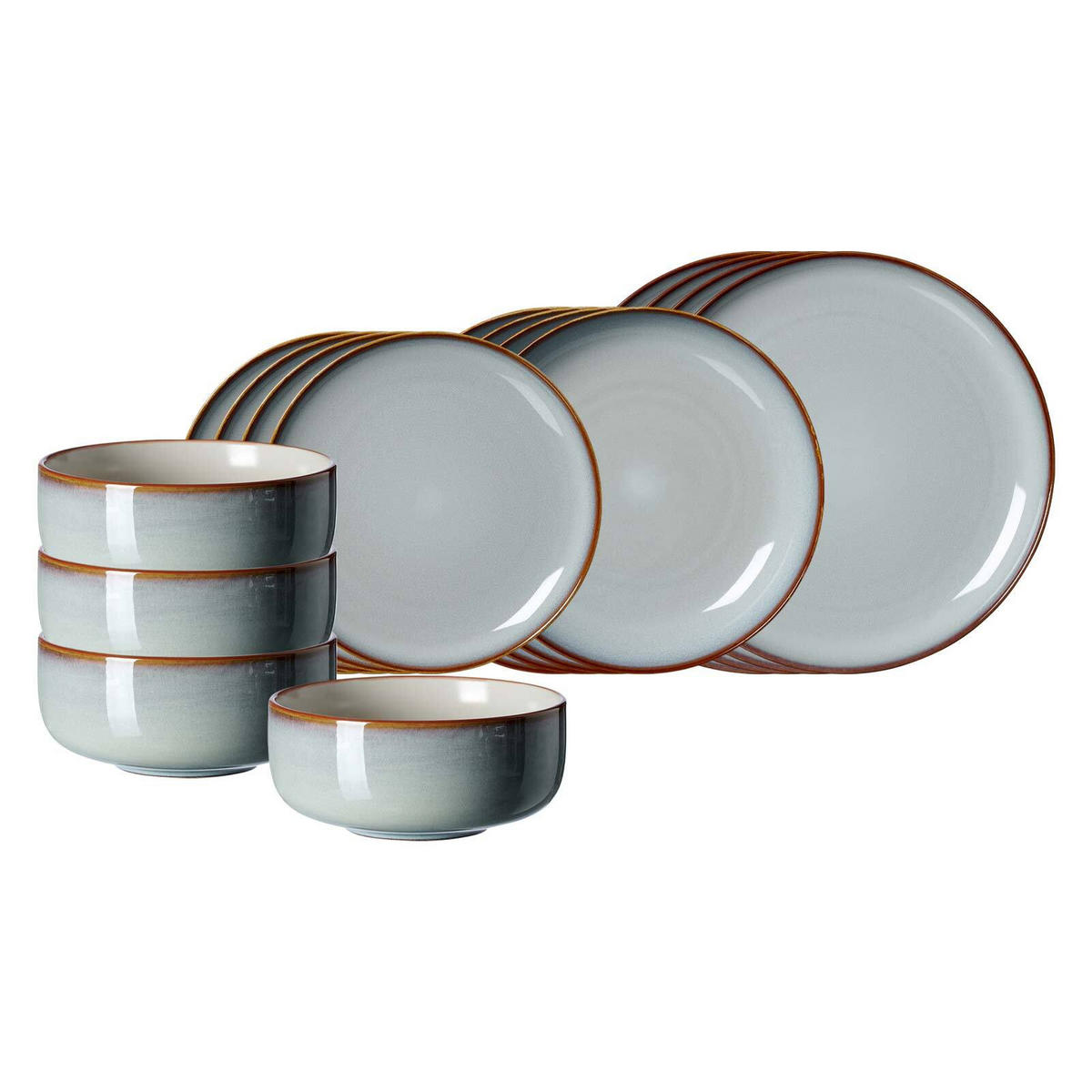 EINSTEIGER-SET Portofino grau 16er Set - Grau, Keramik (1/1/1cm) - Ritzenhoff Breker