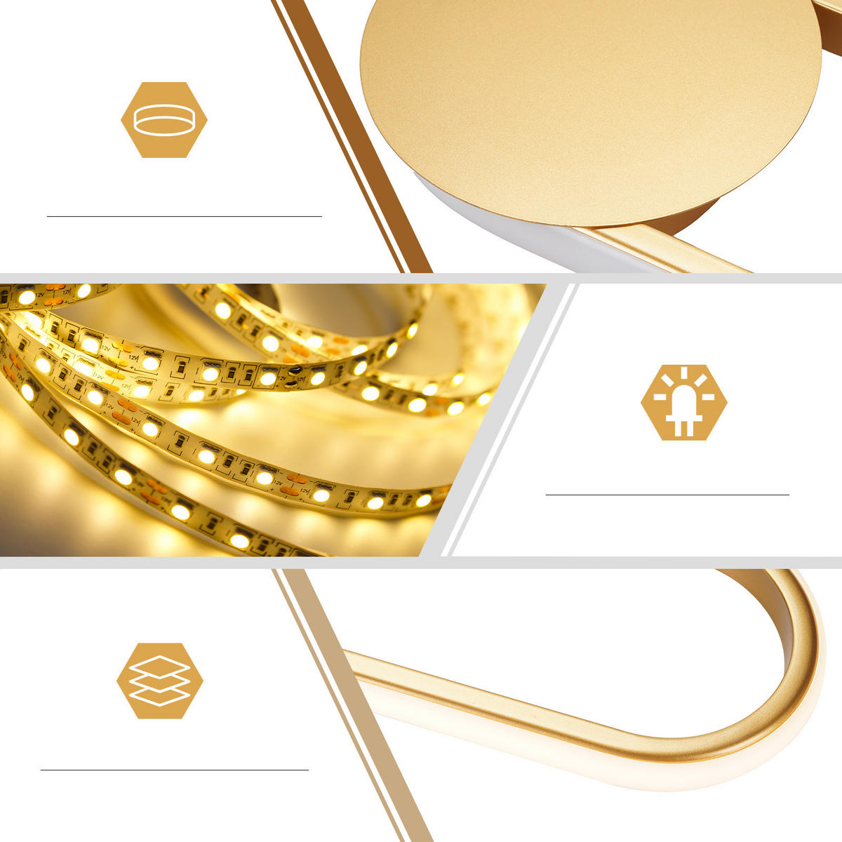 LED - WANDLEUCHTE Leuchtor 41.5/14/4 cm - Goldfarben, Metall (14/4/41.5cm) - ZMH