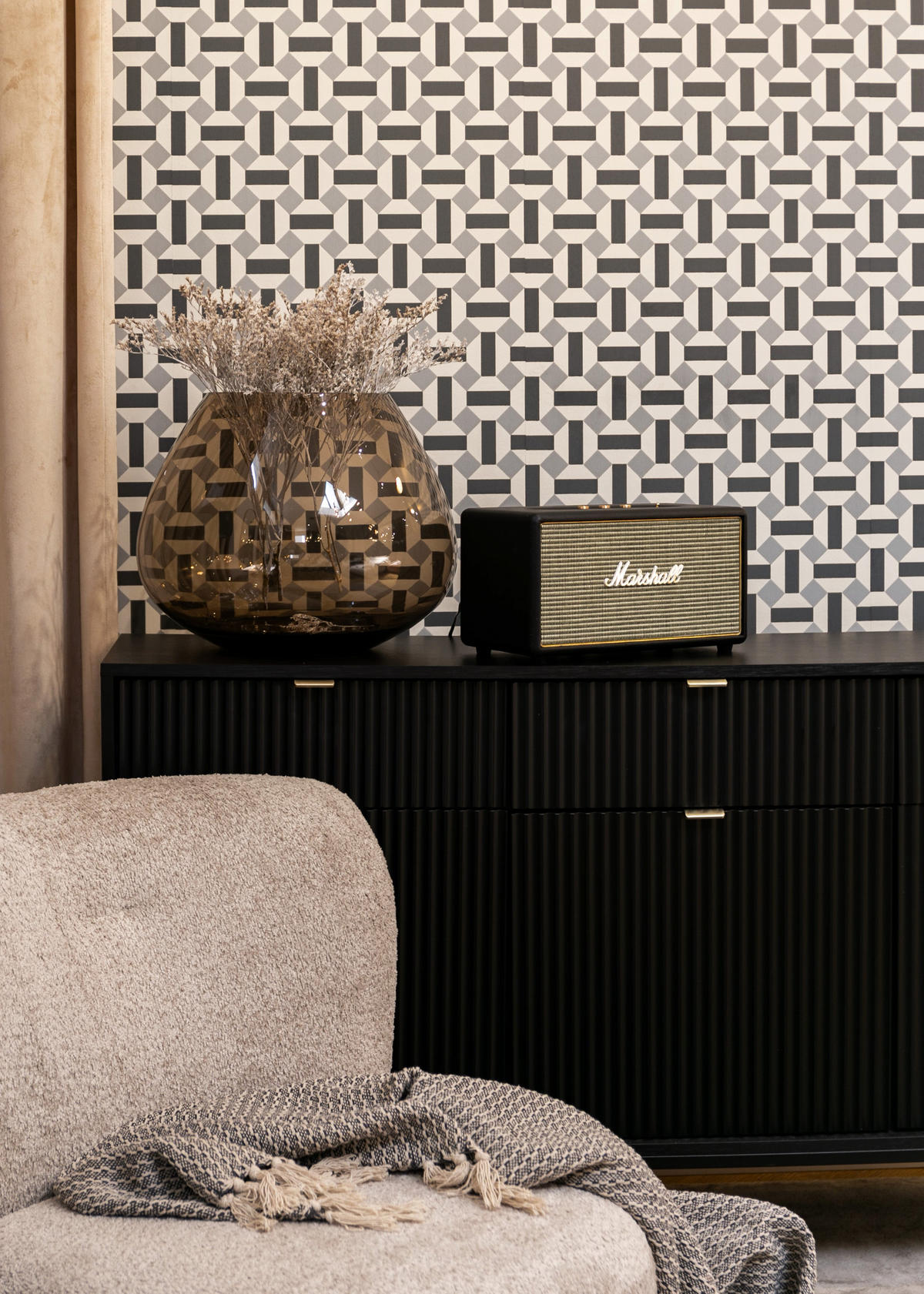 SIDEBOARD Vellore Schwarz 154 cm - Goldfarben/Schwarz, Holzwerkstoff/Metall (154/83/39cm) - Selsey