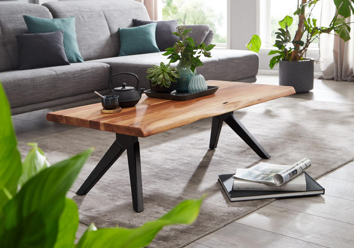 COUCHTISCH Baumkante SAIRA Sofatisch - Braun, Holz (115/64/37cm) - tinkaro