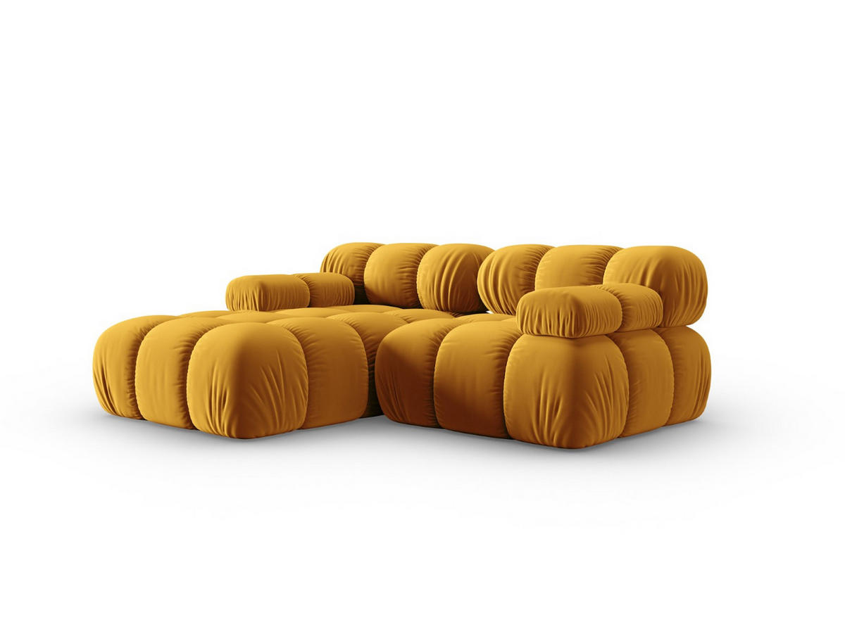 MODULARES-ECKSOFA links Bellis aus Samt gelb 3 Sitzplätze - Gelb, Textil (157/191cm) - Micadoni