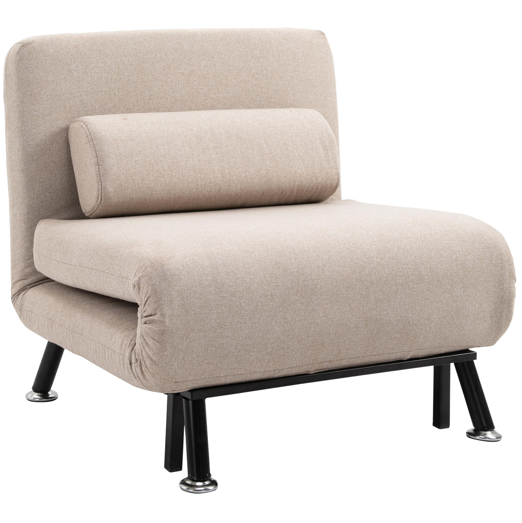SCHLAFSESSEL in Beige 70x75x75 cm mit Bettfunktion und ausziehbarer Sitzfläche - Beige, Metall (75/75/70cm) - IVMEU