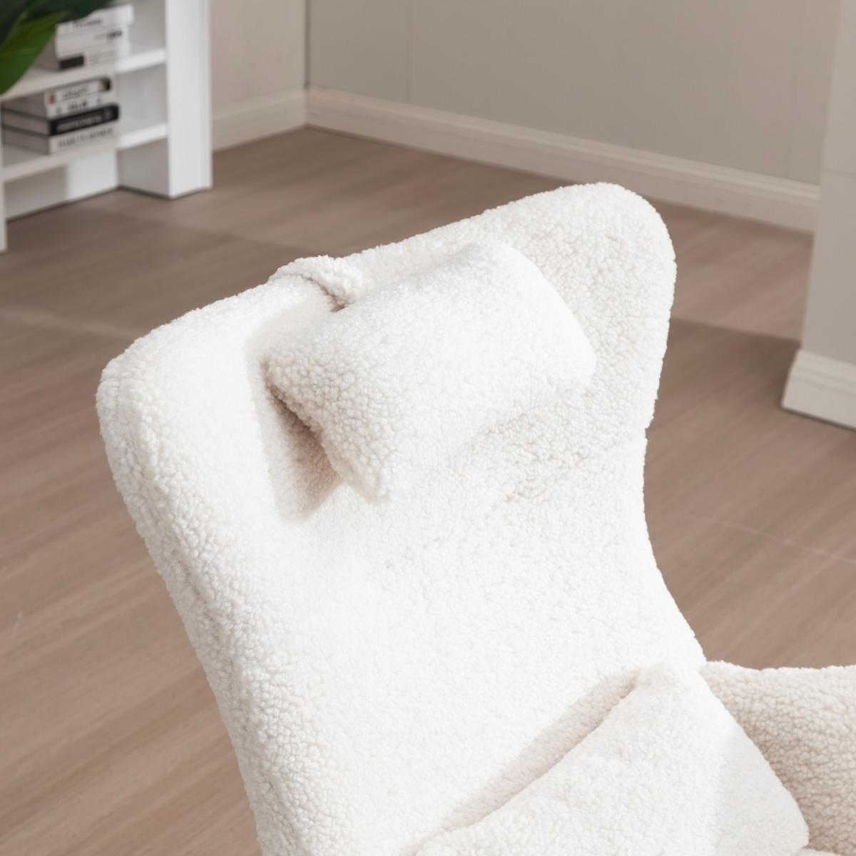 SCHAUKELSTUHL 60/85/95 cm Weiß mit Massivholzrahmen für Wohnzimmer Schlafzimmer Balkon - Weiß, Textil (85/95/60cm) - OKWISH