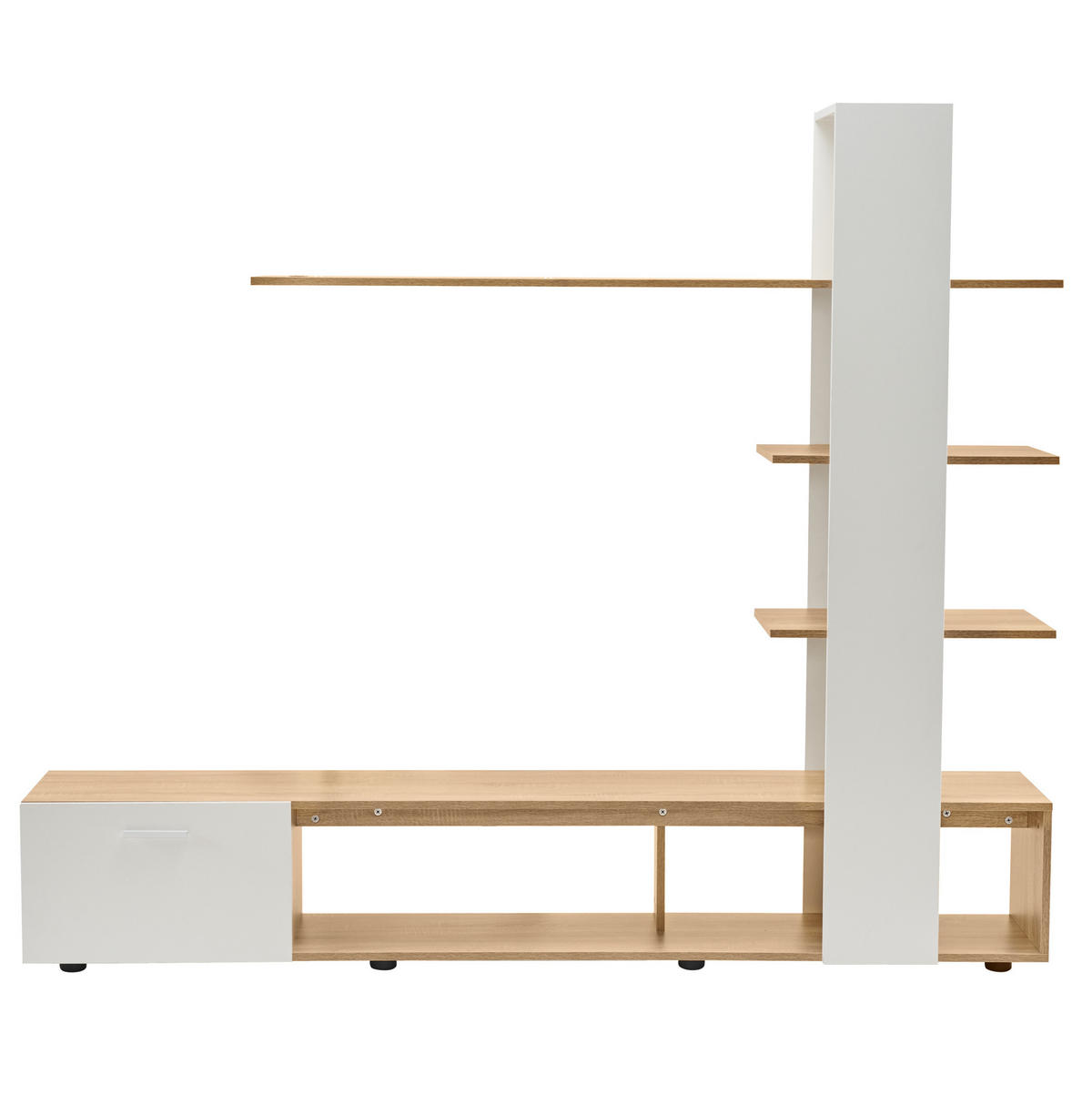 TV-WANDSCHRANK mit Regalen 180 x 33,5 x 151,5 cm Weiß/Wood - Weiß, Holzwerkstoff (33.5/151.5/180cm) - Beauniv