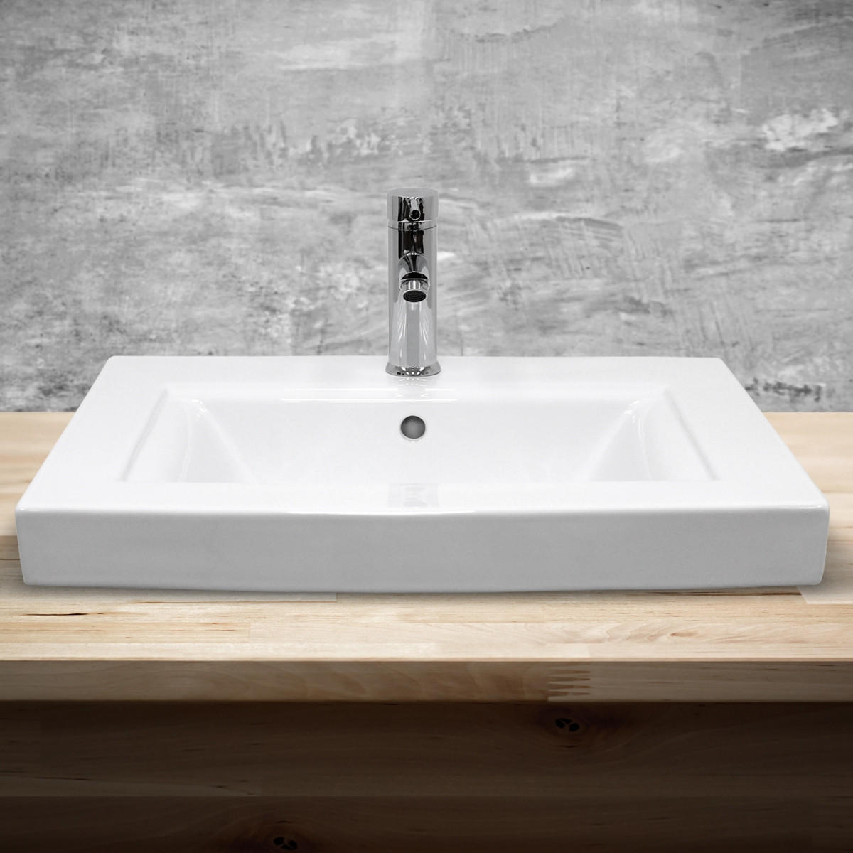 Thumbnail - ECD-Germany Waschbecken, Weiß, Keramik, 46.5x16x60.5 cm, Badezimmer, Waschbecken & Armaturen, Waschbecken