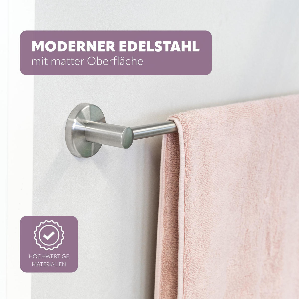 BADETUCHSTANGE PIAZZA, Edelstahl - Edelstahlfarben, Metall (76/6/6cm) - bremermann