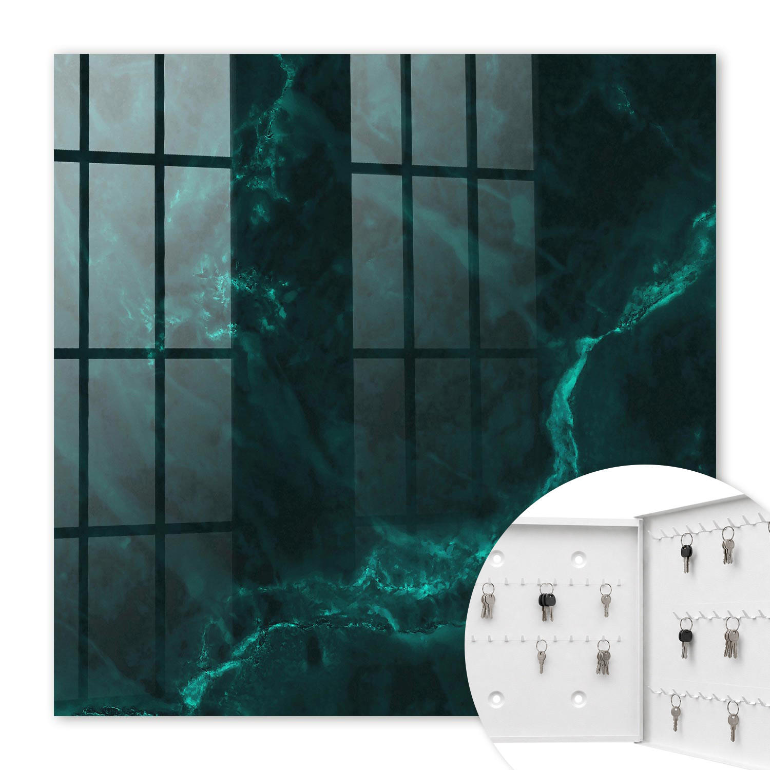 SCHLÜSSELBOX Weiß 30x30 cm – Türöffnung nach rechts - Grüntiefe - Grün, Metall (30/30/5cm) - TULUP