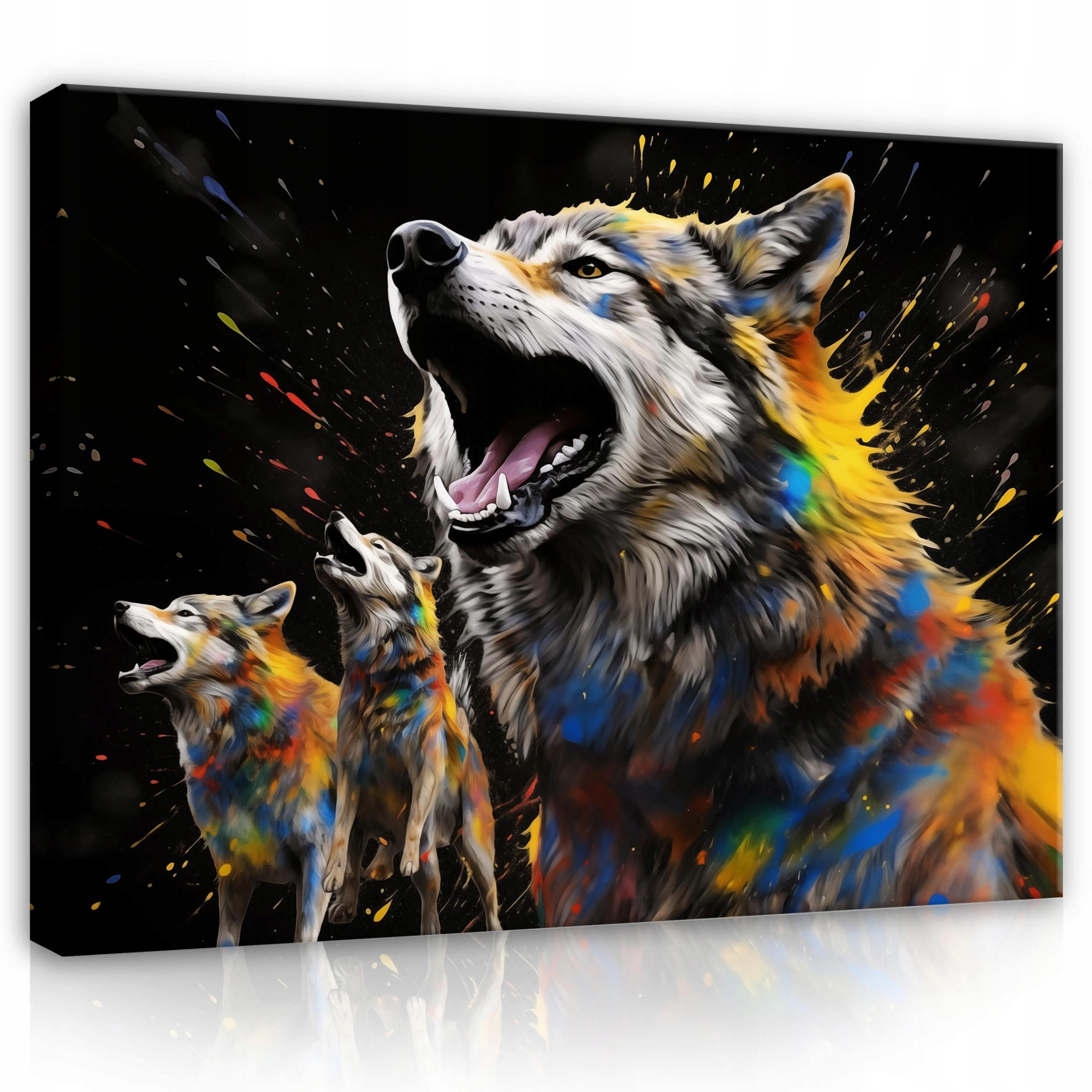 LEINWAND BILDER Abstrakt Wolf 60x40 - Multicolor, Holzwerkstoff (60/40cm) - Wallarena