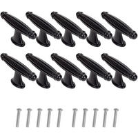 SCHRANKKNOPF Schwarz 10er-Set - Schwarz, Metall (2.3/3/6.4cm)