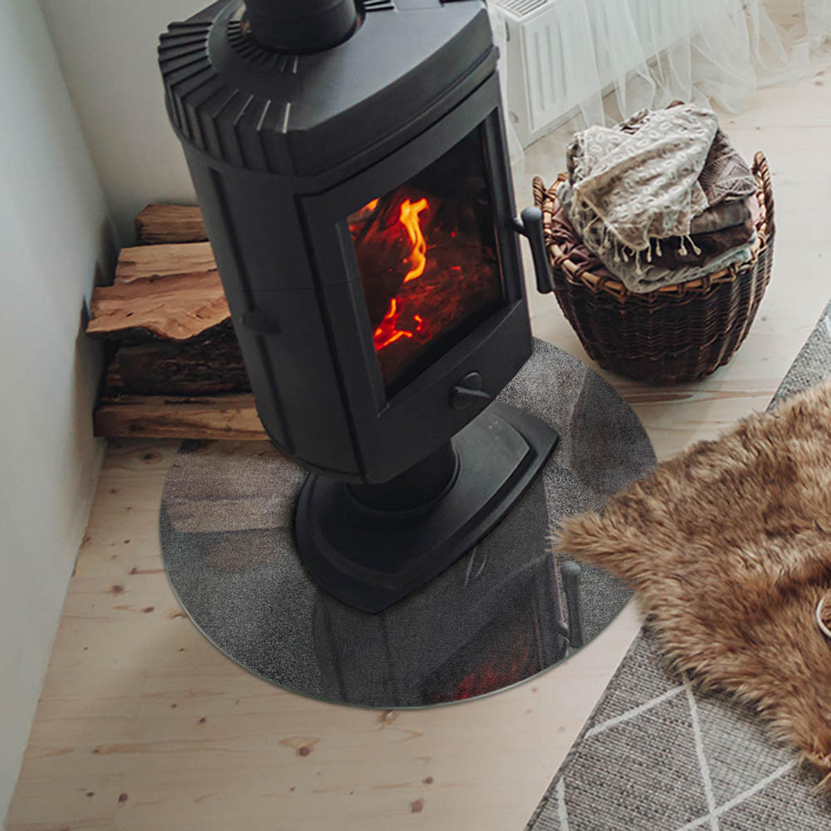 GLASPLATTE für Kamin Ø 60 cm - Grau, Glas (60/60/0.4cm) - TULUP