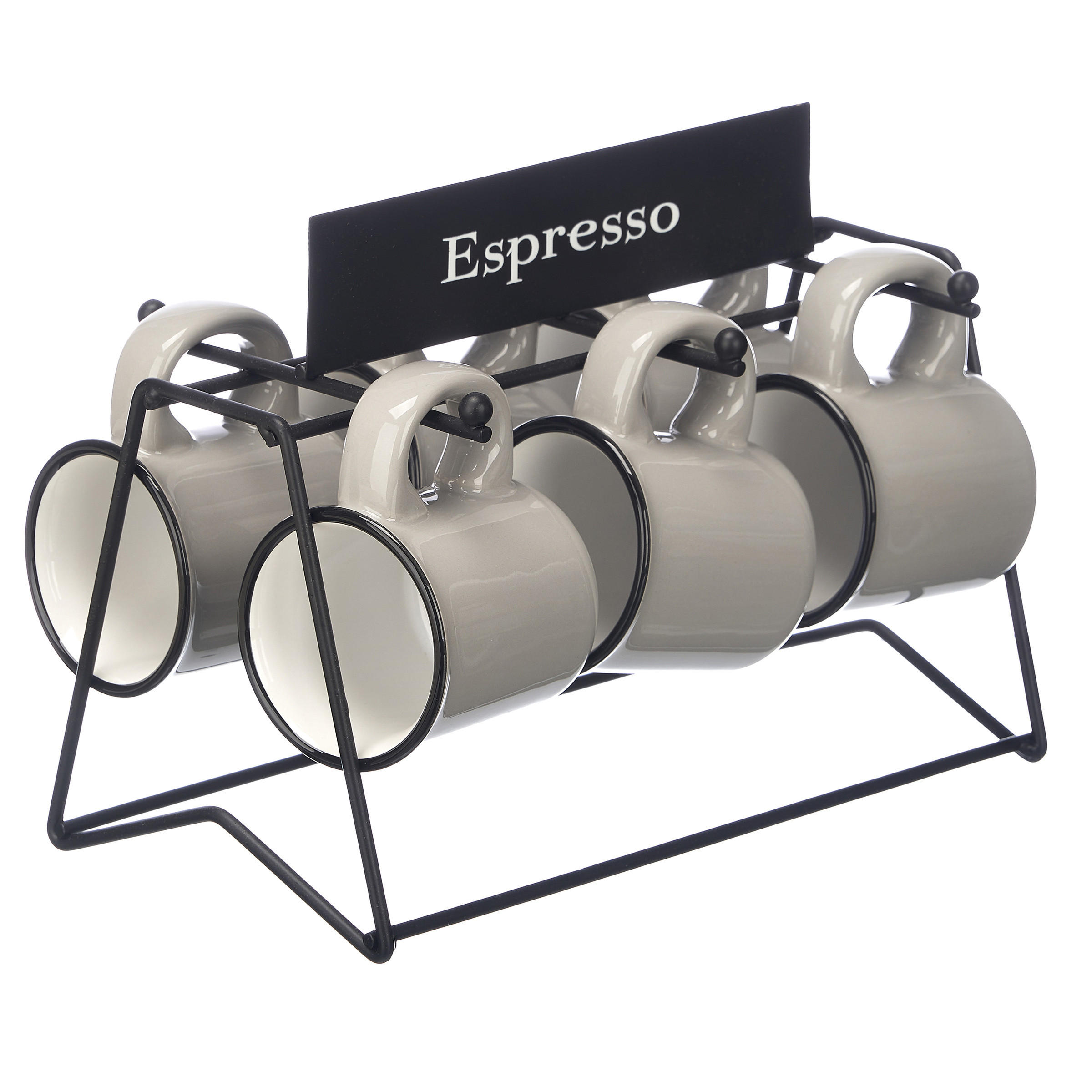 ESPRESSOTASSEN Set 6 Stück 100 ml - Grau, Keramik (100L) - Vessia