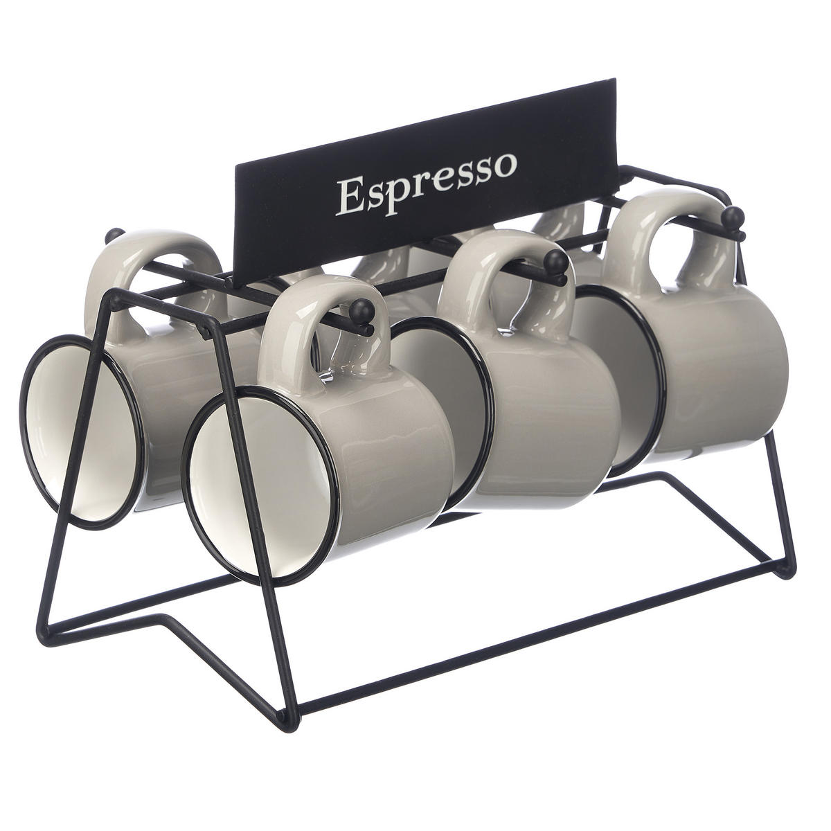 ESPRESSOTASSEN Set 6 Stück 100 ml - Grau, Keramik (100L) - Vessia