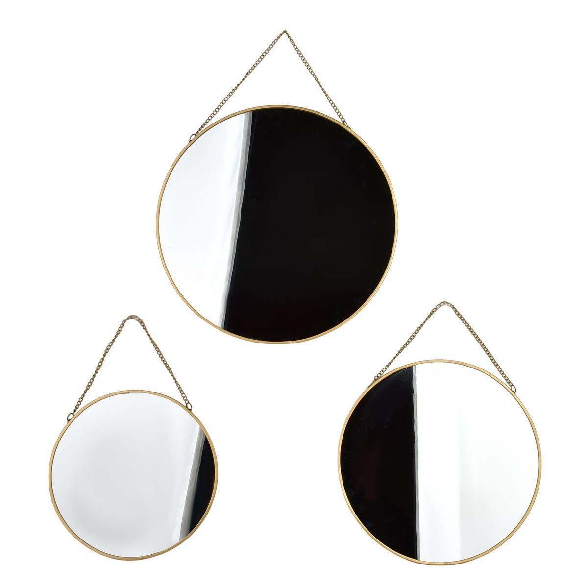 SPIEGEL Alexia 3er Set gold 28/3/28 cm Glas - Goldfarben, Metall (28/28/3cm) - Mondex